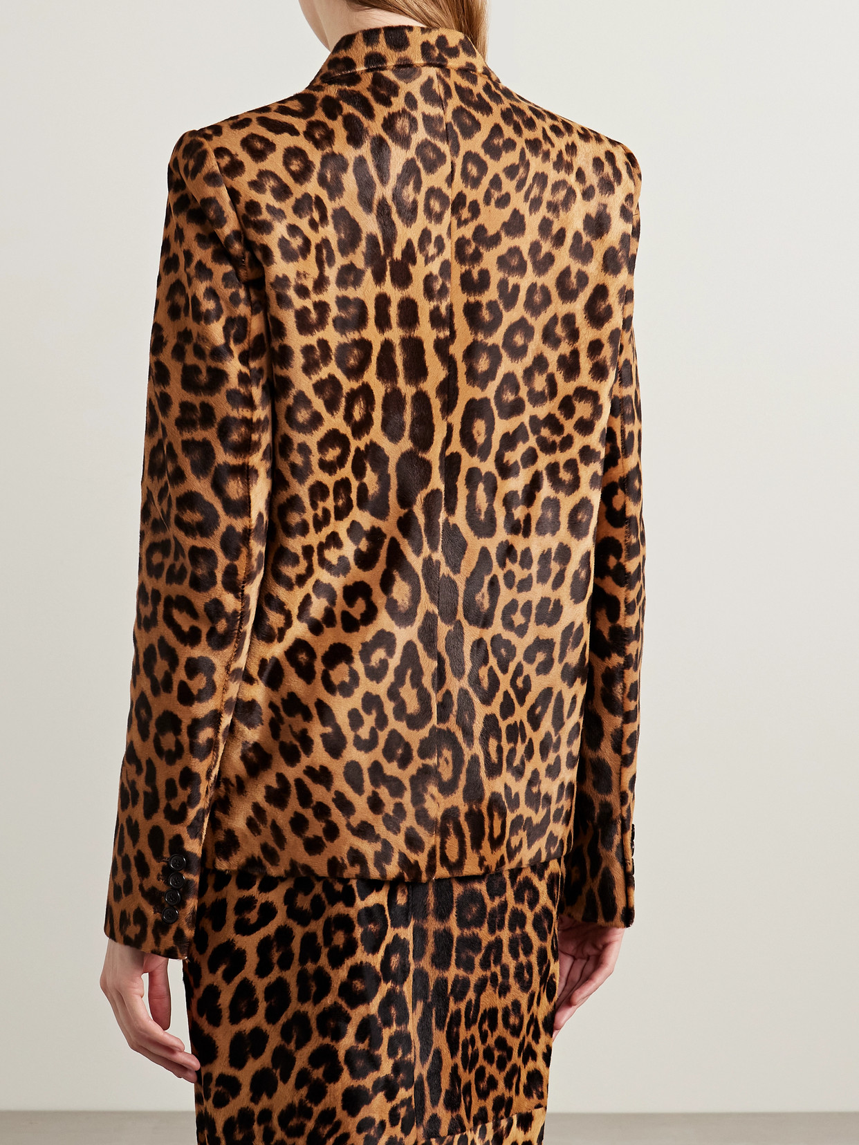 Khaite Saraphina Leather-trimmed Leopard-print Calf Hair Jacket In Multi