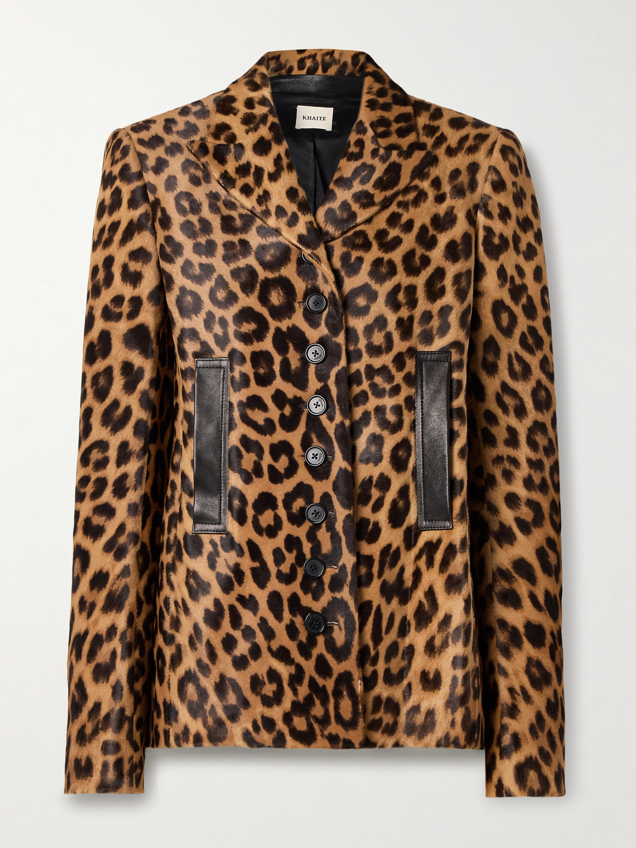 Khaite Saraphina Leather-trimmed Leopard-print Calf Hair Jacket In Multi