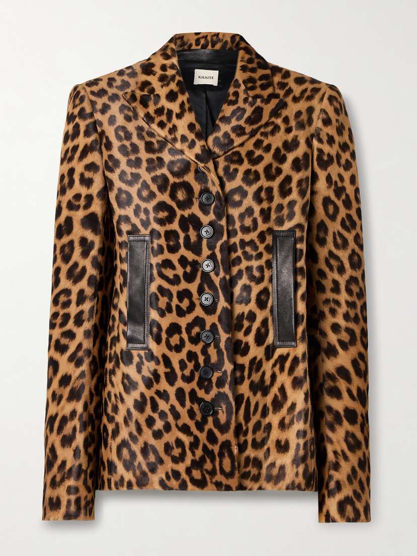 Khaite Saraphina Leather-trimmed Leopard-print Calf Hair Jacket