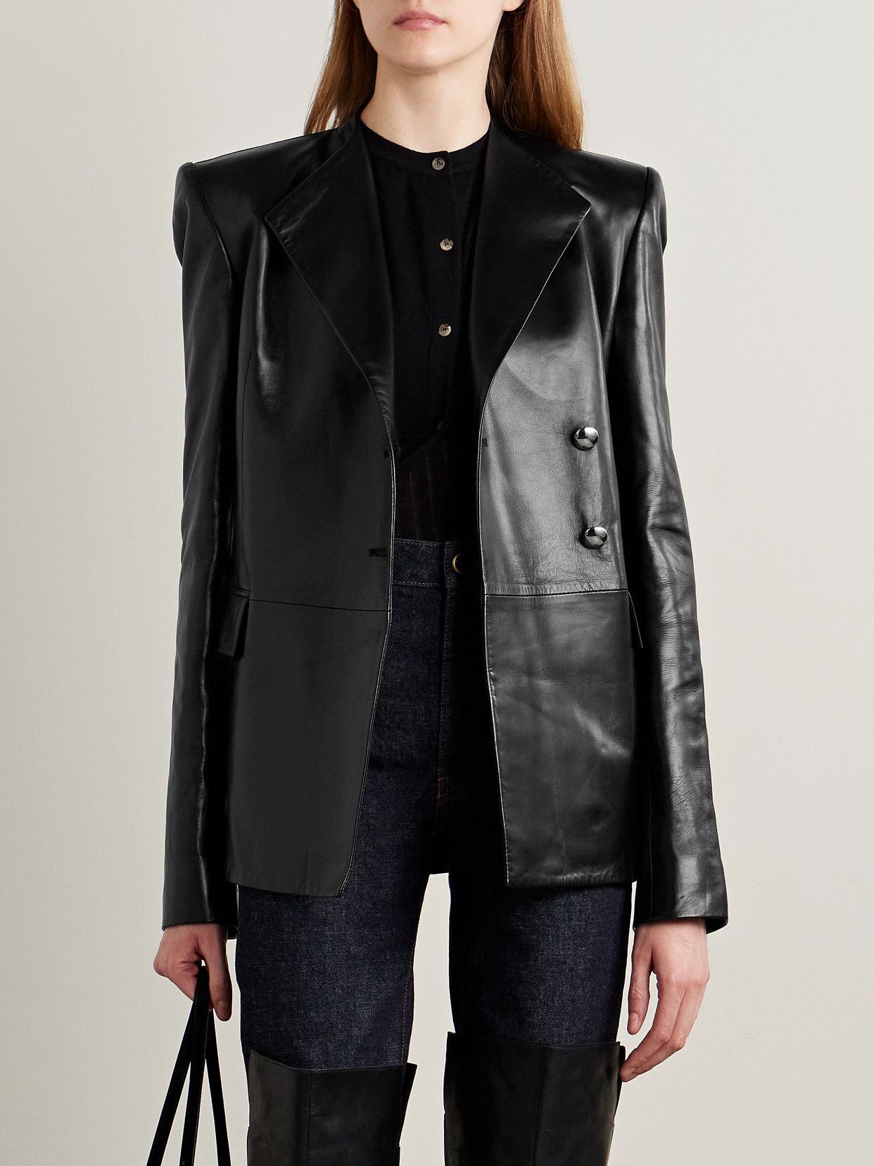 Khaite Elona Leather Jacket In Black