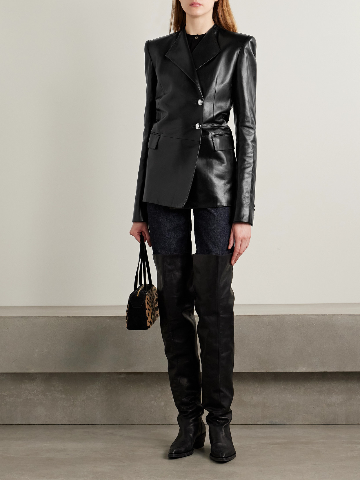 Khaite Elona Leather Jacket In Black