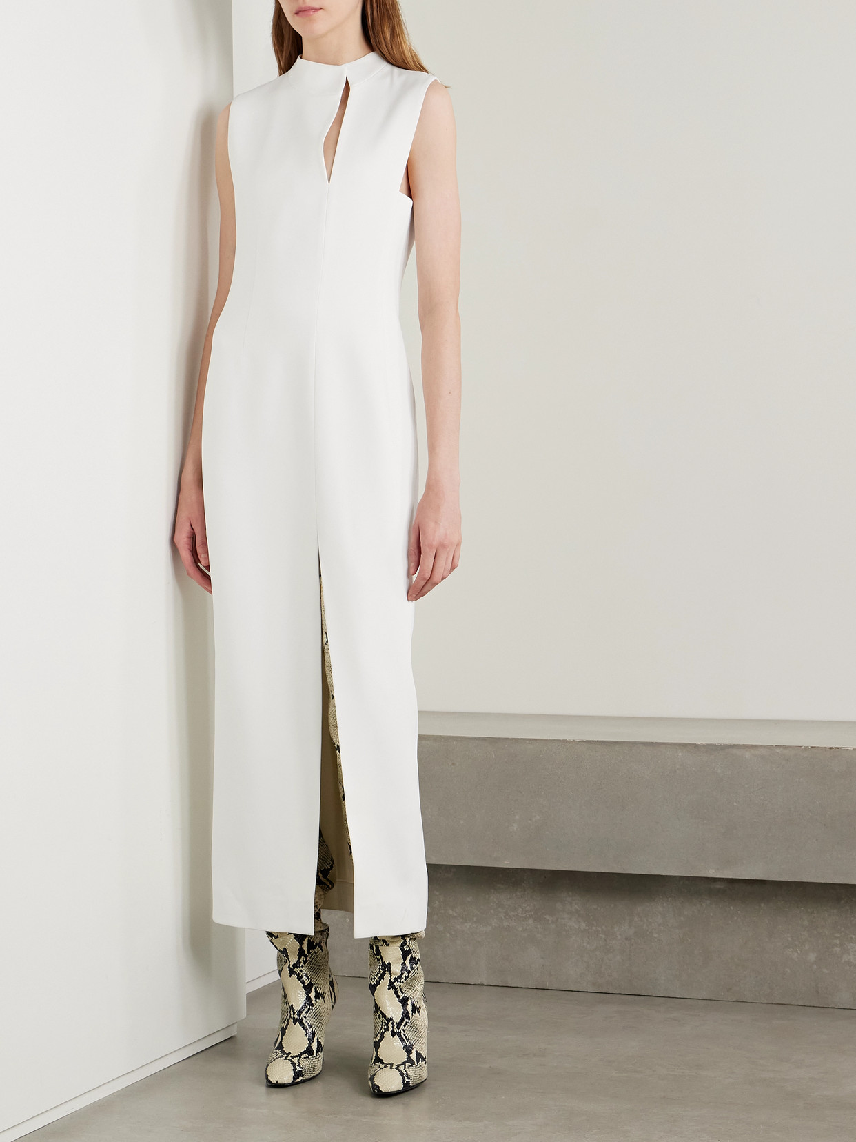 Khaite Lowen Satin-crepe Midi Dress In Multi