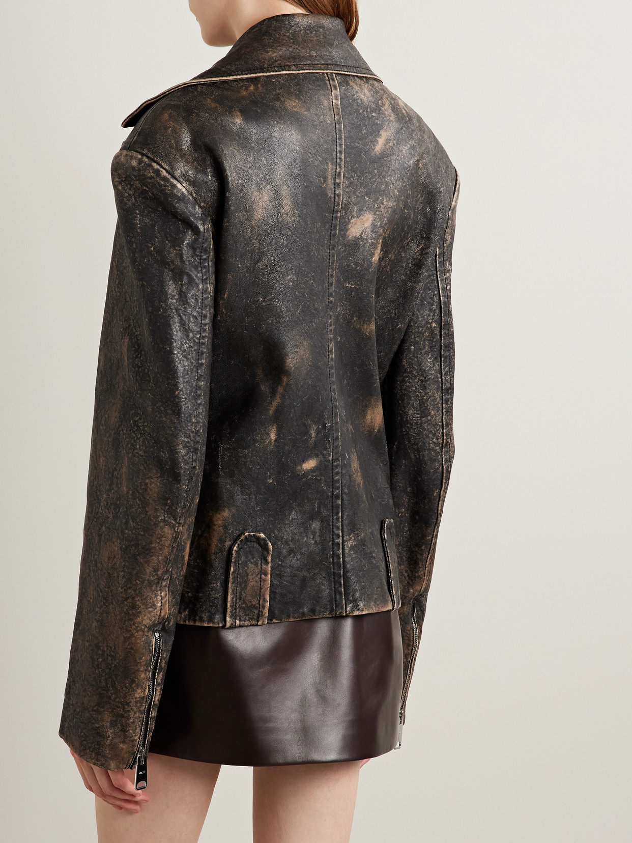 Catalina Distressed Leather Biker Jacket
