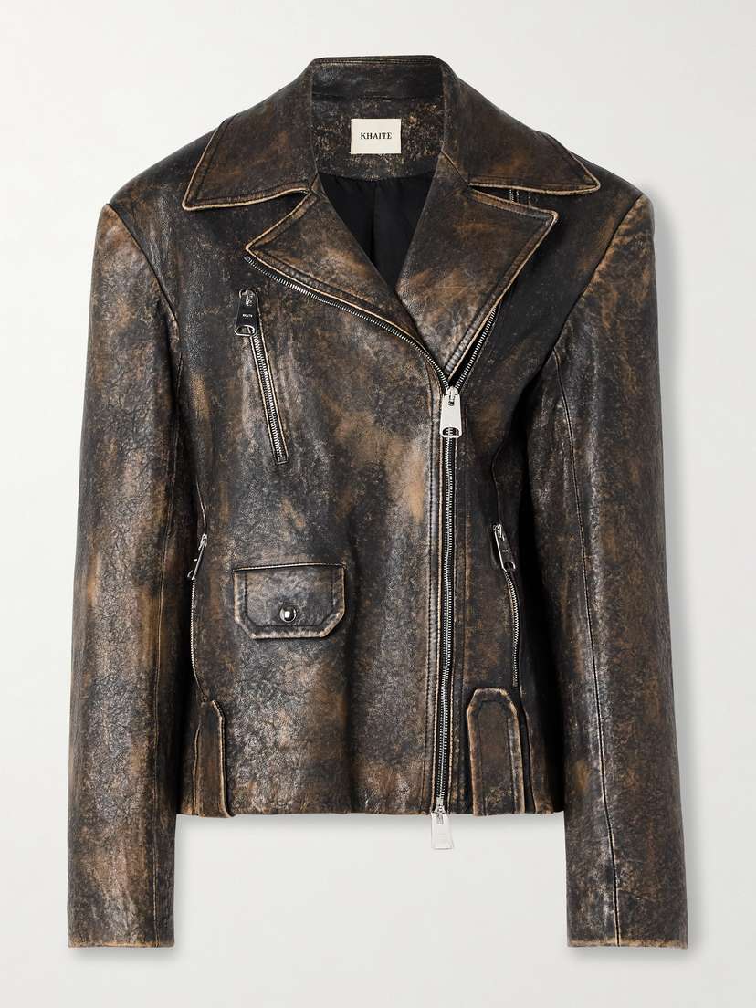 Khaite — Catalina distressed leather biker jacket