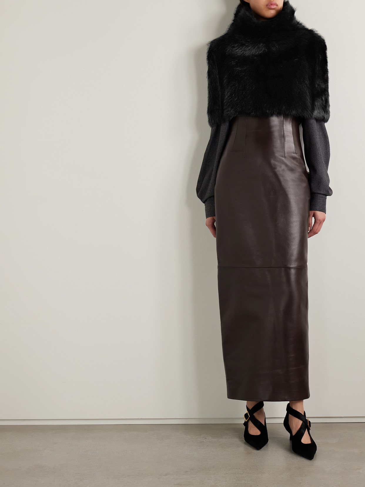 Rovero Shearling Turtleneck Cape