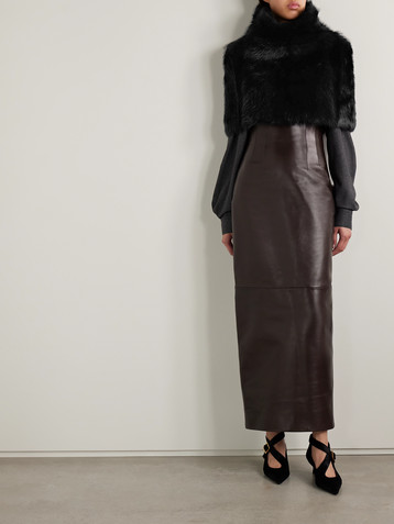 KHAITE Rovero shearling turtleneck cape