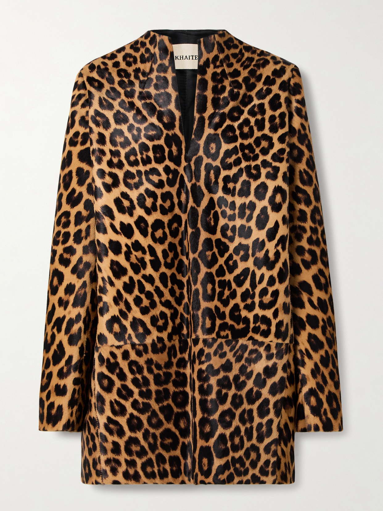 Khaite Aleena Leopard-print Calf Hair Mini Dress In Multi