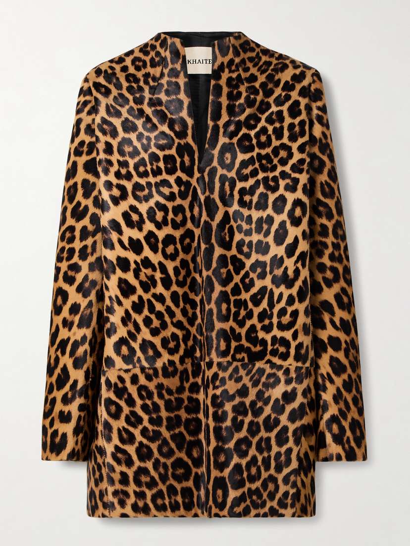 Khaite Aleena Leopard-print Calf Hair Mini Dress