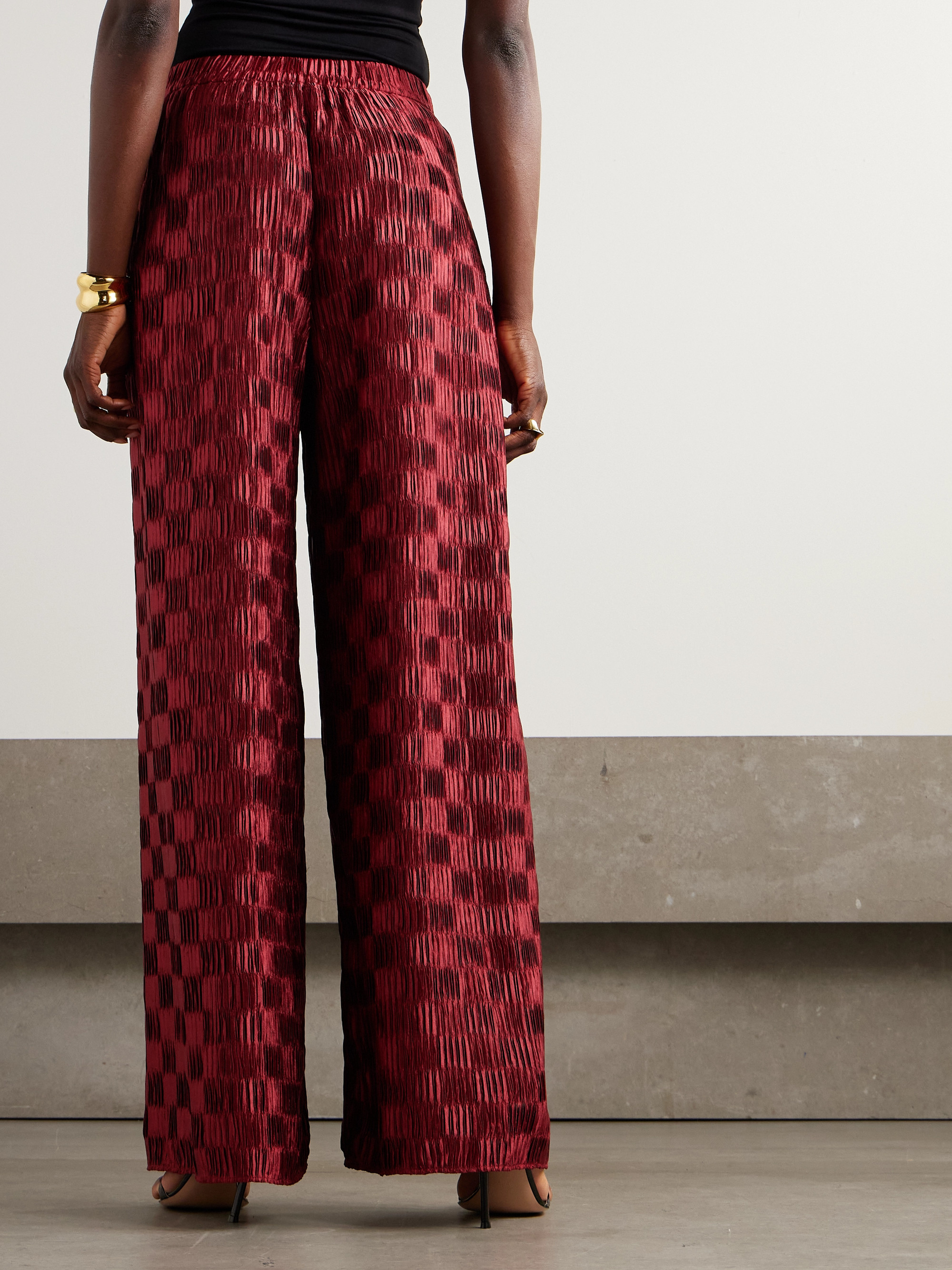 Dima Ayad Plissé-satin wide-leg pants thumbnail