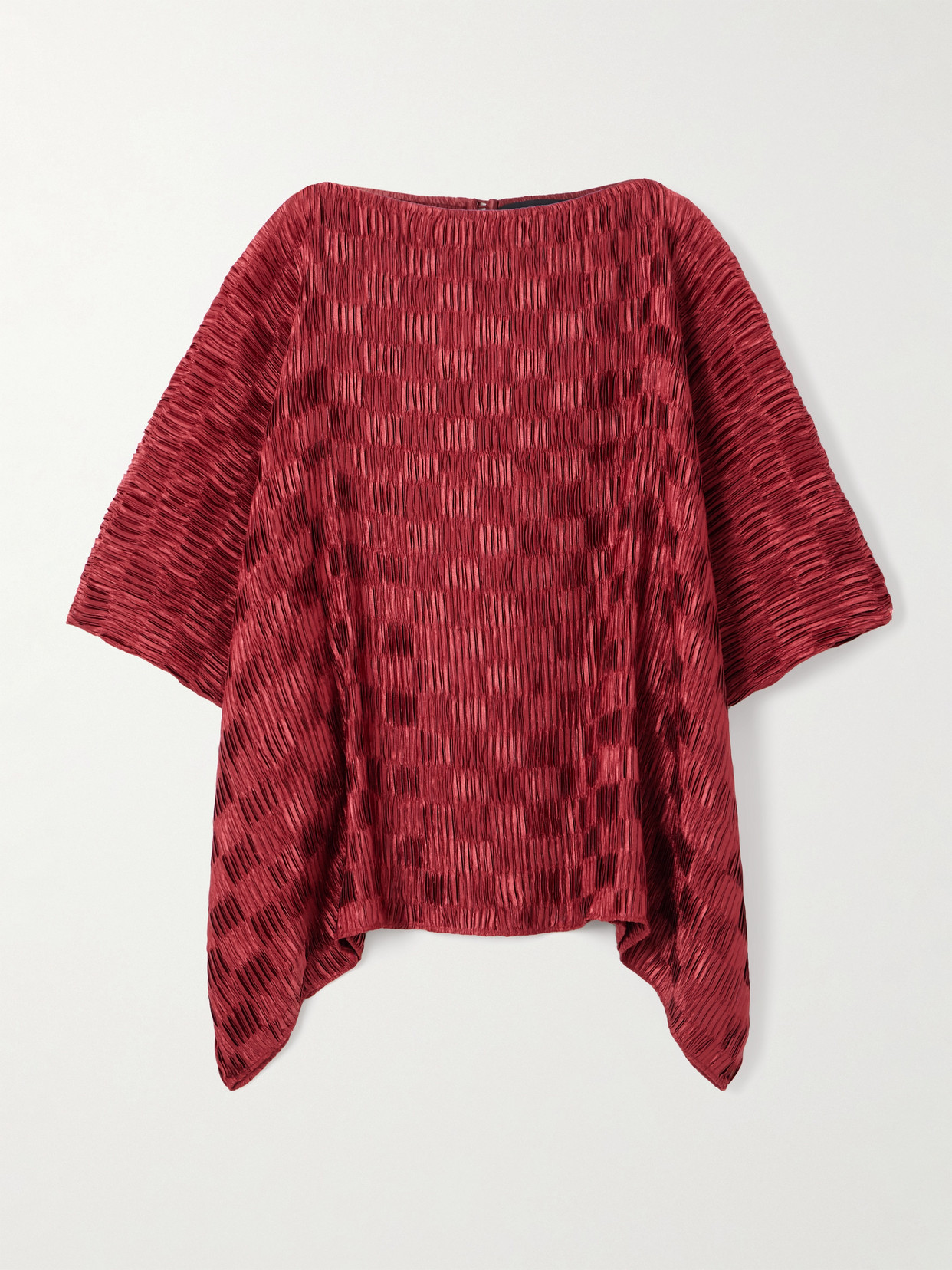 Dima Ayad Plissé-satin Blouse In Red