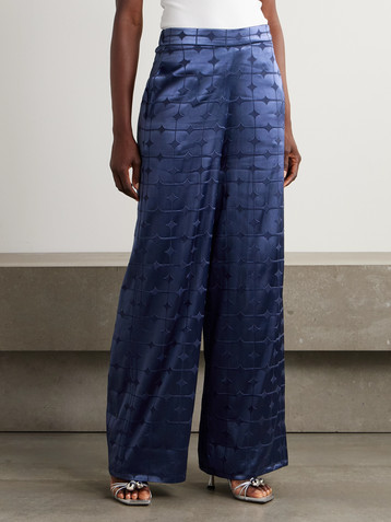 Dima Ayad Geometric devoré-satin straight-leg pants