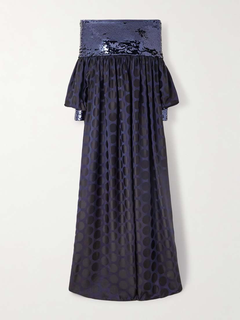 Dima Ayad equin-embellished Polka-dot Poplin Gown