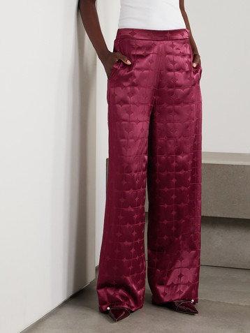 Dima Ayad Geometric devoré-satin straight-leg pants