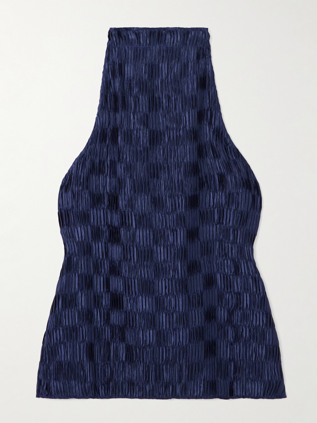Dima Ayad - Plissé-satin Halterneck Top - Navy