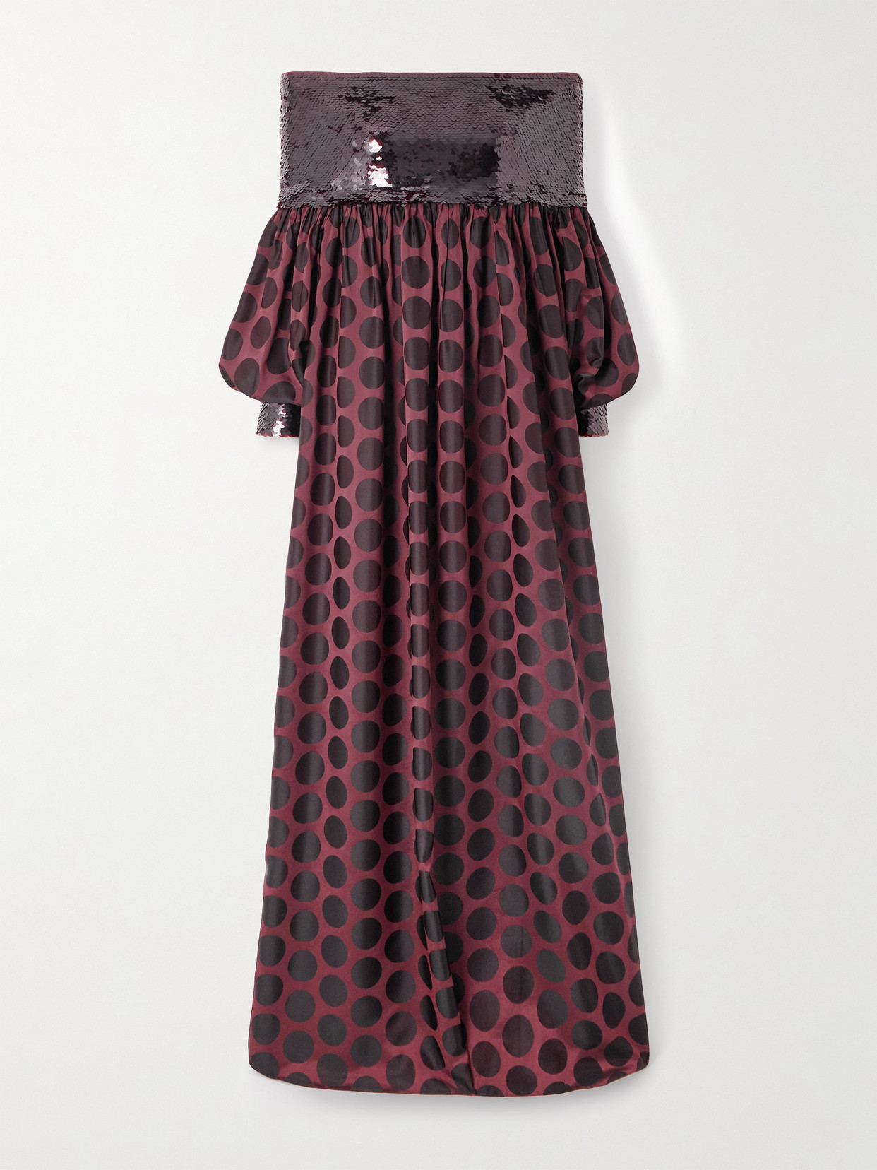 Dima Ayad Sequin-embellished Polka-dot Poplin Gown In Burgundy
