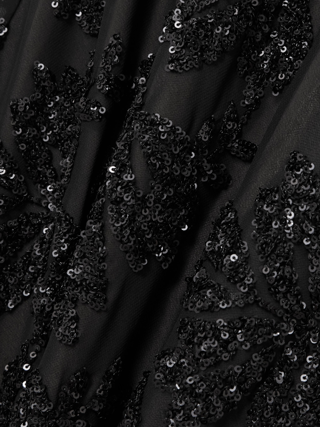 Rodarte Floral Sequin Embroidered Slip Gown With Silk Floral Pin Black In Black