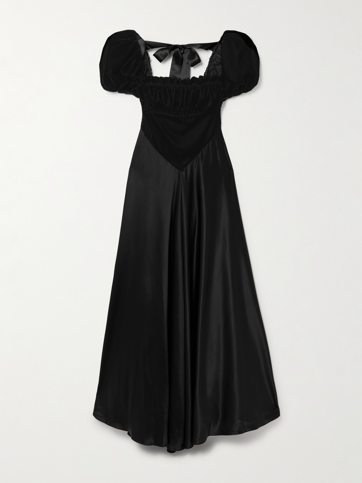 Rodarte Tie-detailed Velvet And Silk-satin Gown In Black