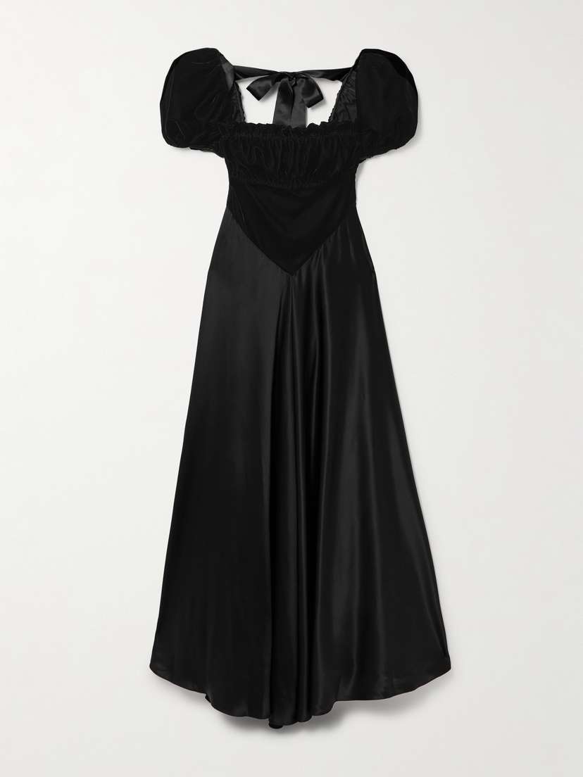 Rodarte Tie-detailed Velvet And Silk-satin Gown