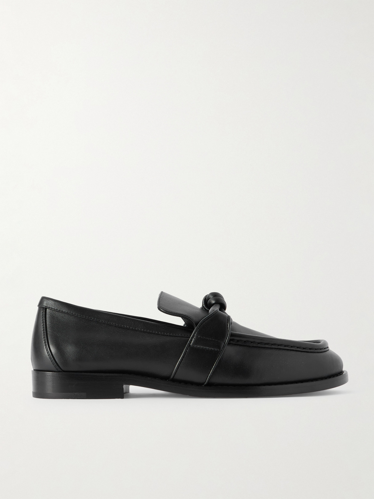 Bottega Veneta Astaire Metal Knot Leather Loafers In Black