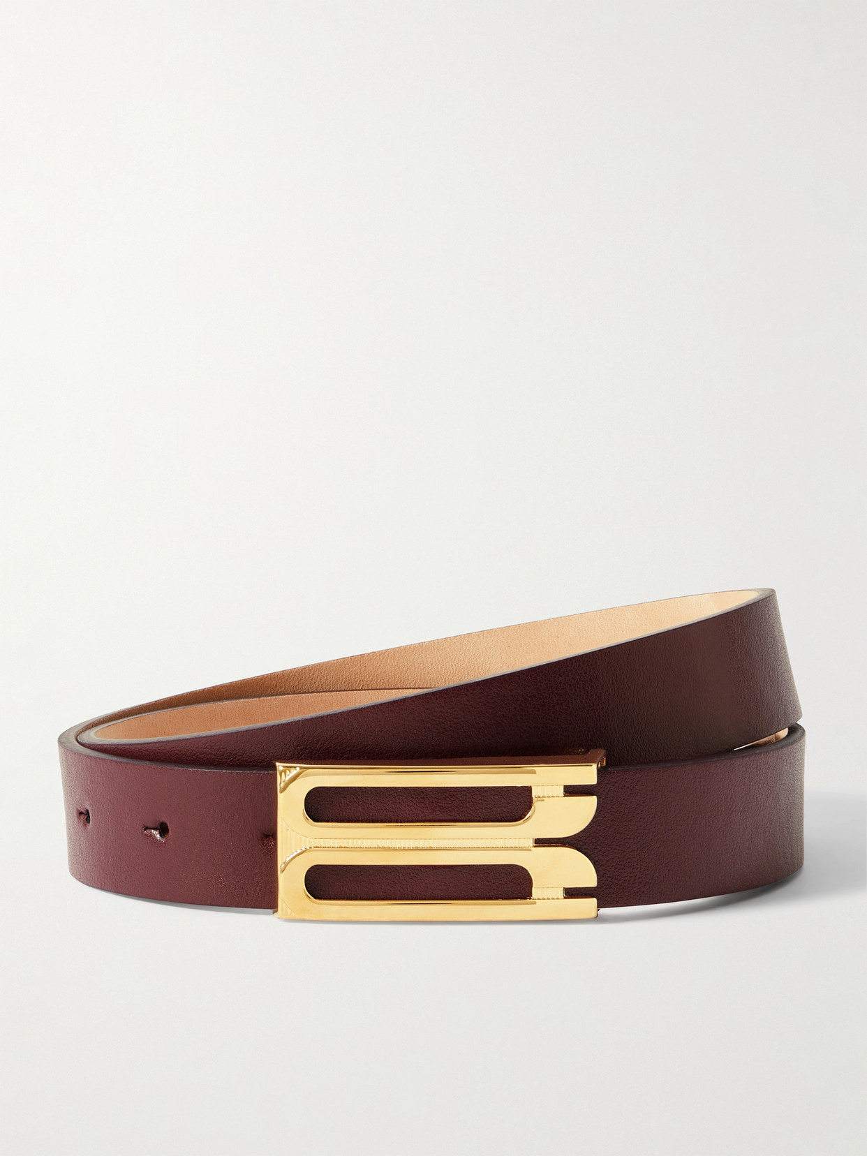 Victoria Beckham Frame Leather Belt In Burgundy