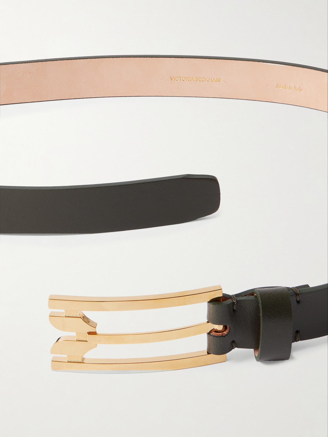 Victoria Beckham Logo-buckle Leather Belt In Black