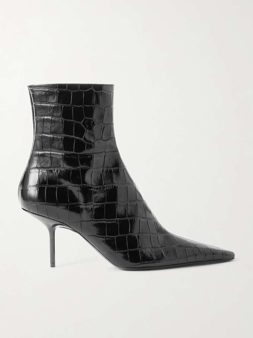 Victoria Beckham Croc-effect Patent-leather Ankle Boots