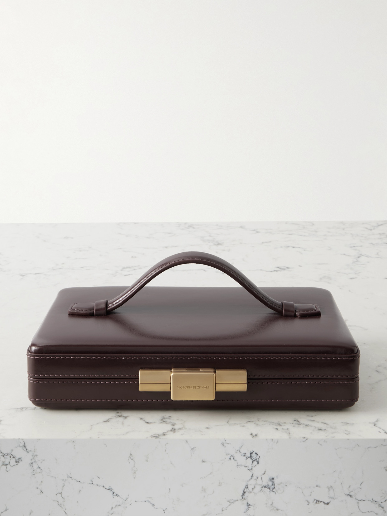 Victoria Beckham Leather Clutch In Burgundy