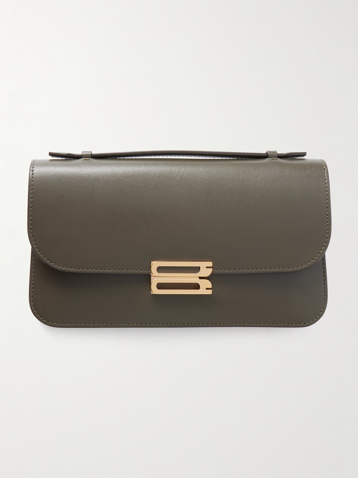 Victoria Beckham Dorian Leather Clutch In Green