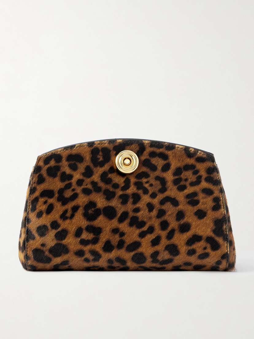 Leopard-print Calf Hair Clutch