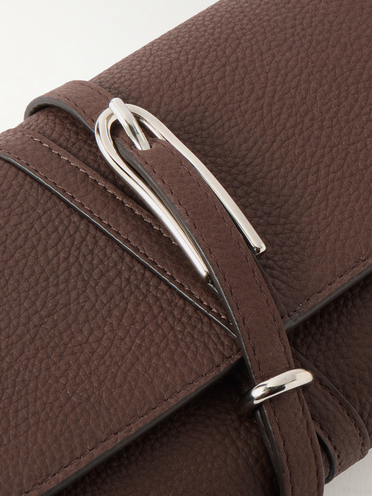 Liffner Belted Textured-leather Clutch In Brown