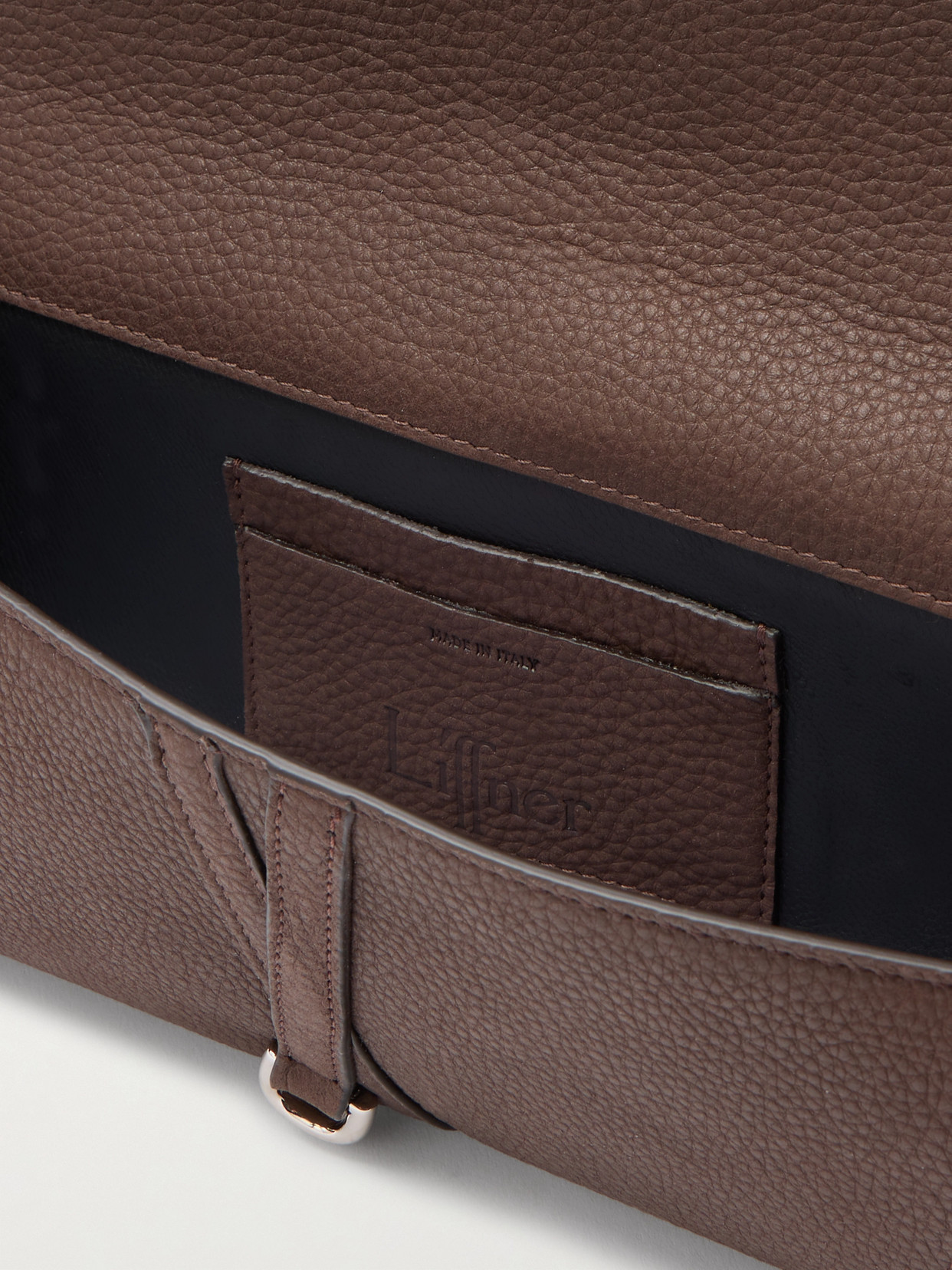 Liffner Belted Textured-leather Clutch In Brown