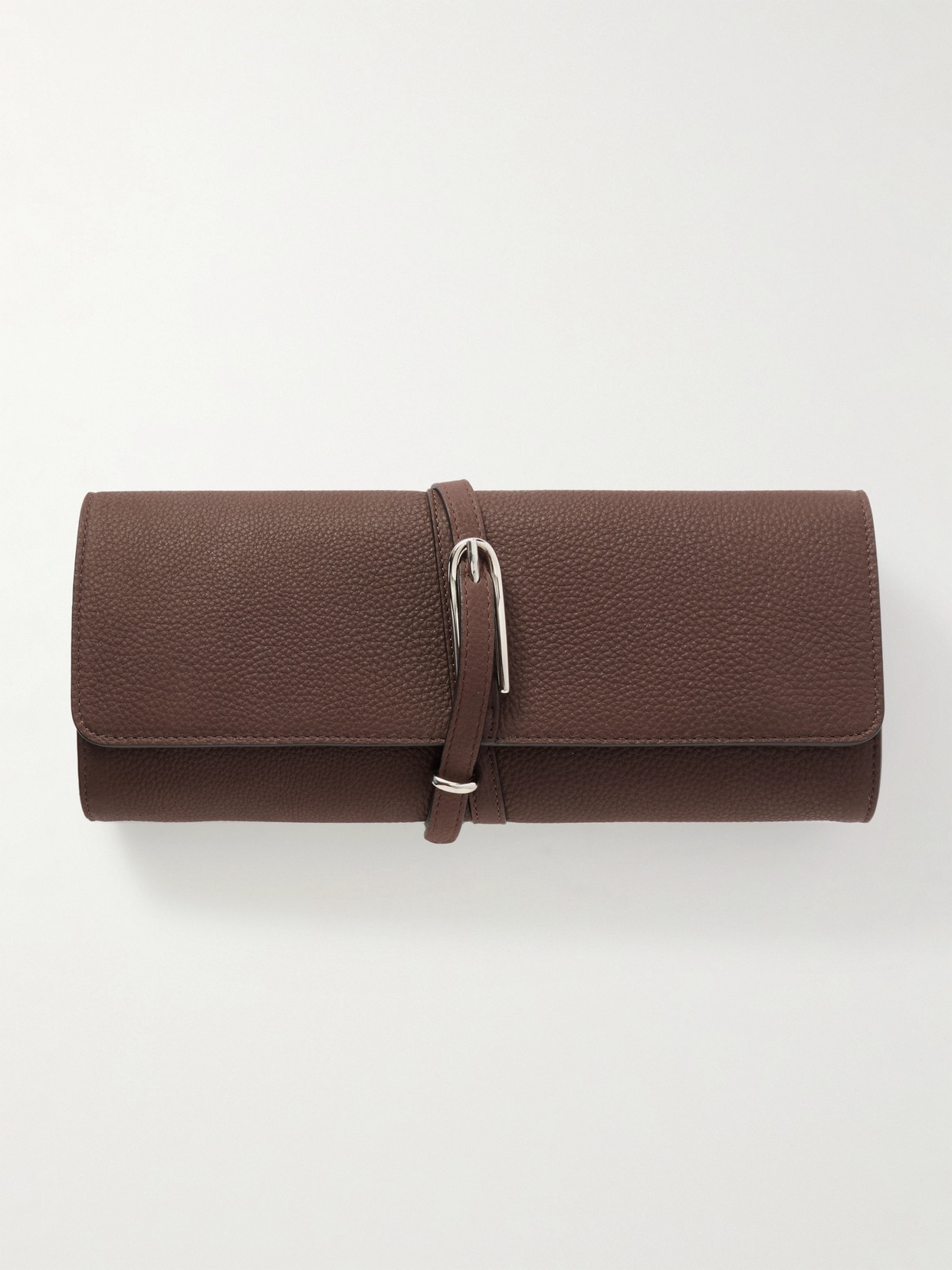 Liffner Belted Textured-leather Clutch In Brown