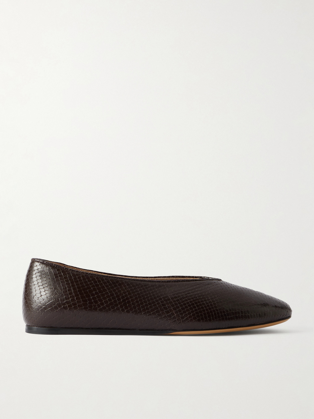 Le Monde Beryl Regency Snake-effect Leather Ballet Flats In Brown