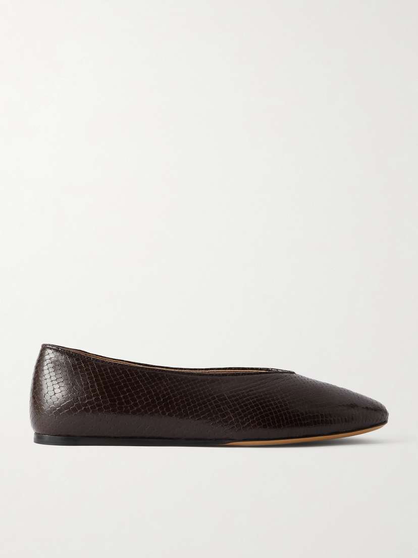 Le Monde Béryl Regency Snake-effect Leather Ballet Flats