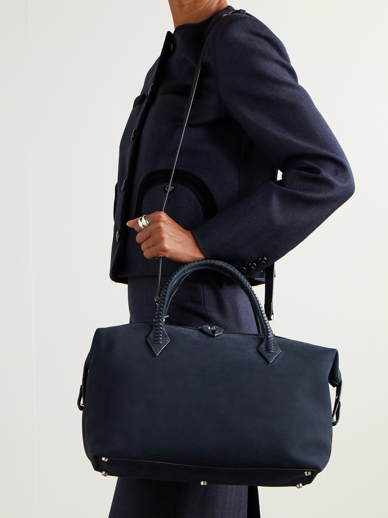 Métier - Vérité City Braided Leather-Trimmed Nubuck Tote