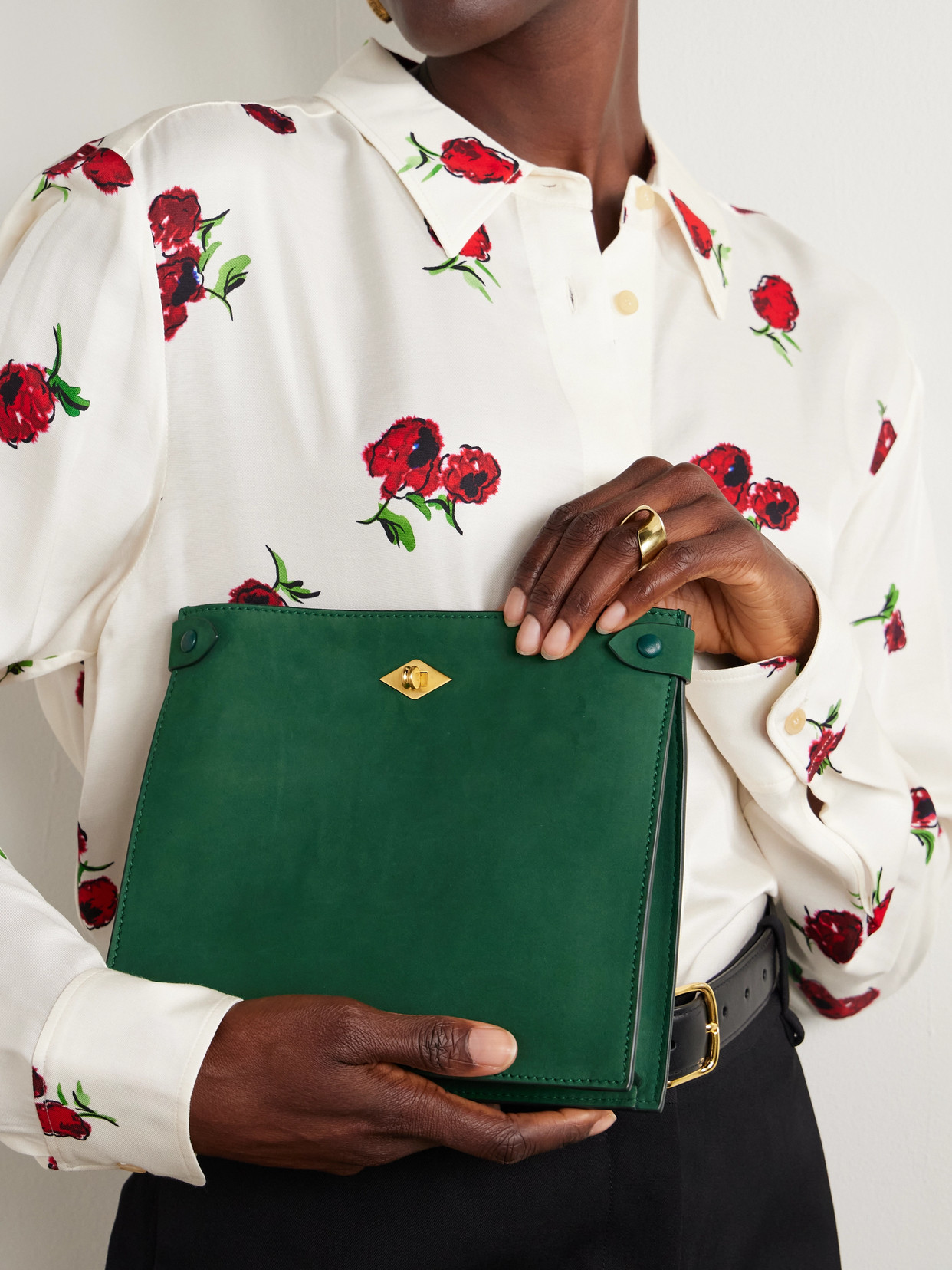 Metier Stowaway Nubuck Shoulder Bag In Green