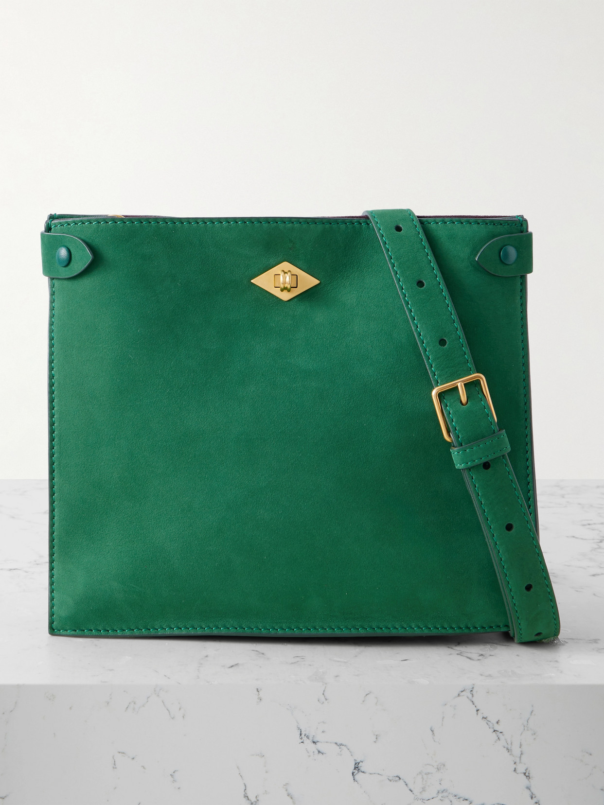Metier Stowaway Nubuck Shoulder Bag In Green