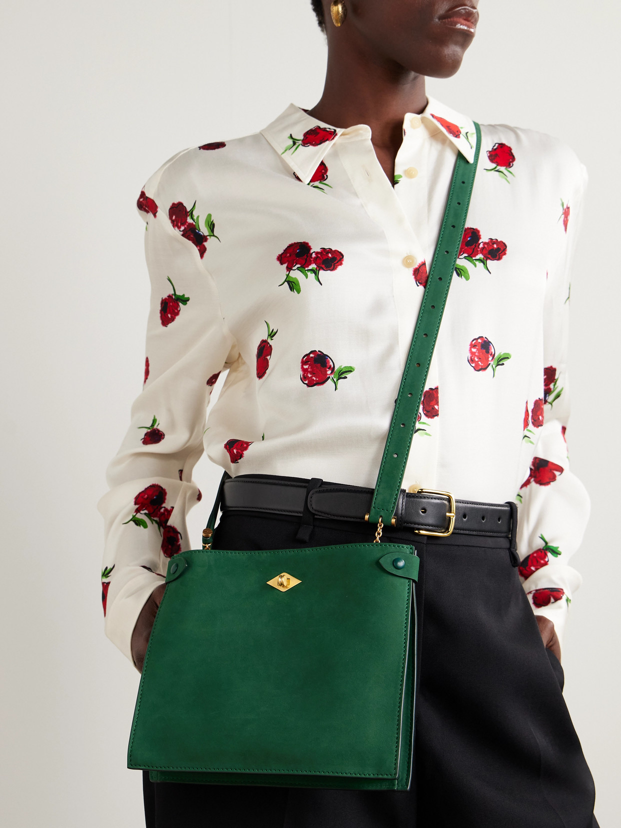 Metier Stowaway Nubuck Shoulder Bag In Green