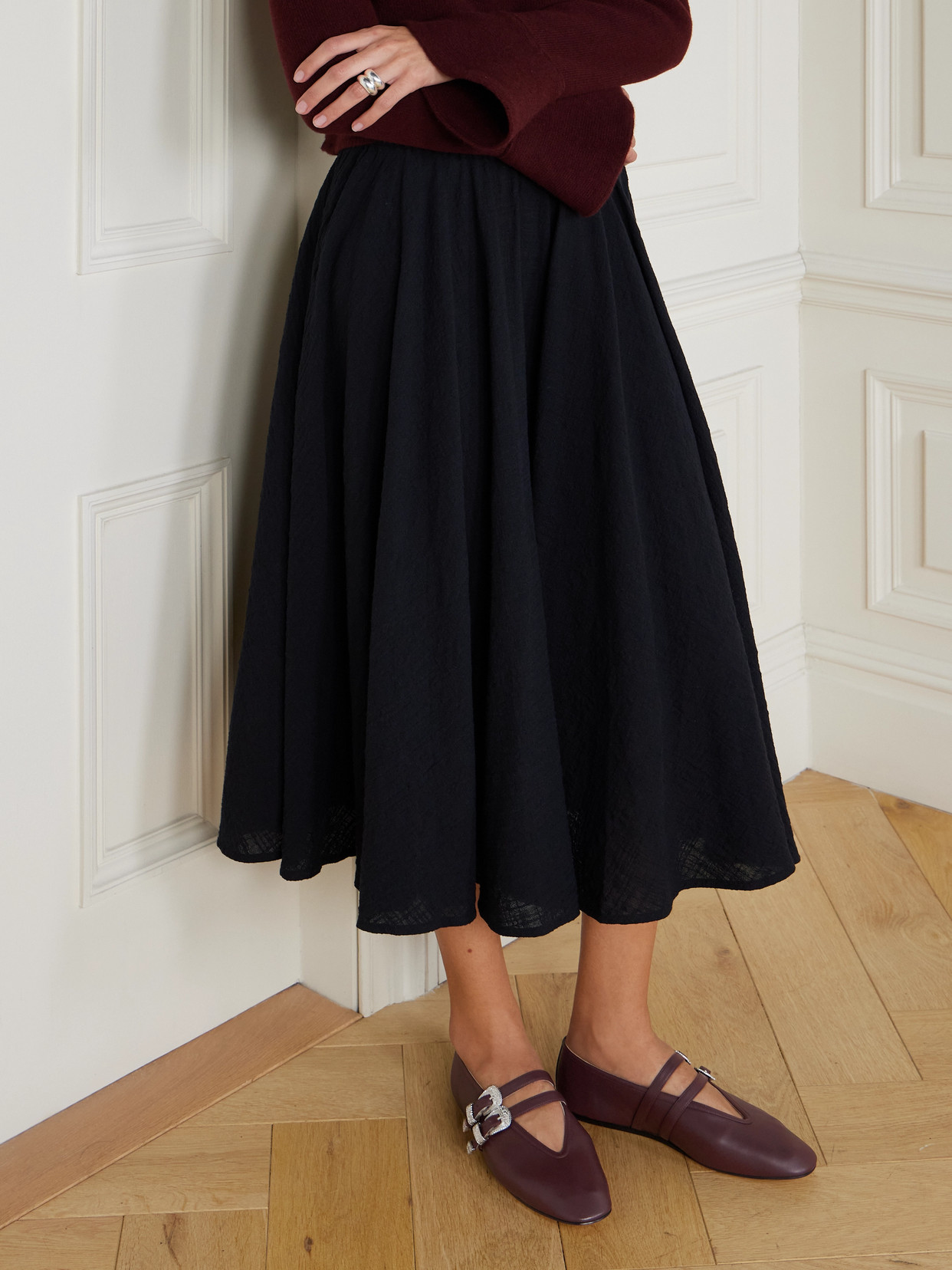 Le Monde Beryl Claudia Leather Mary-jane Ballet Flats In Burgundy