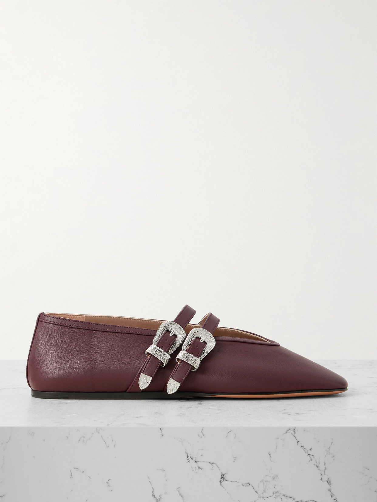 Le Monde Beryl Claudia Leather Mary-jane Ballet Flats In Burgundy