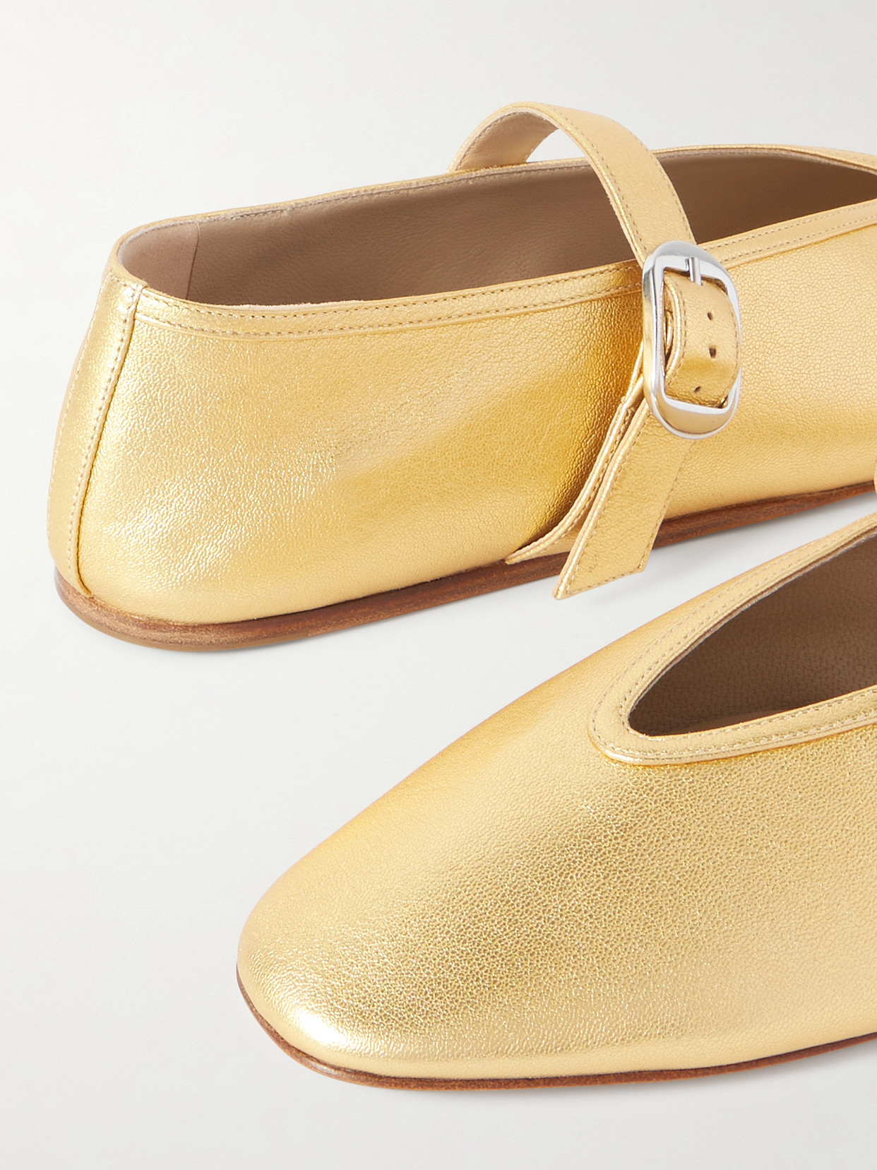 Le Monde Beryl Stella Metallic Leather Mary Jane Ballet Flats In Gold