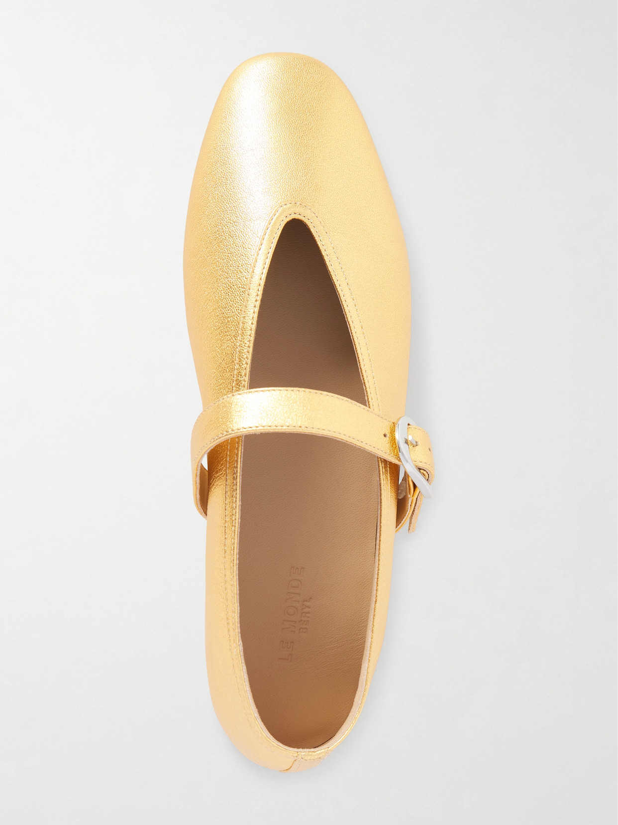 Le Monde Beryl Stella Metallic Leather Mary Jane Ballet Flats In Gold
