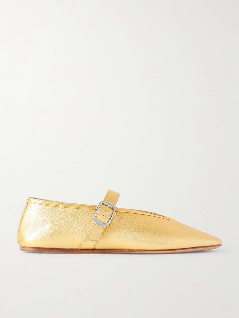 Le Monde Béryl Stella Metallic Leather Mary Jane Ballet Flats