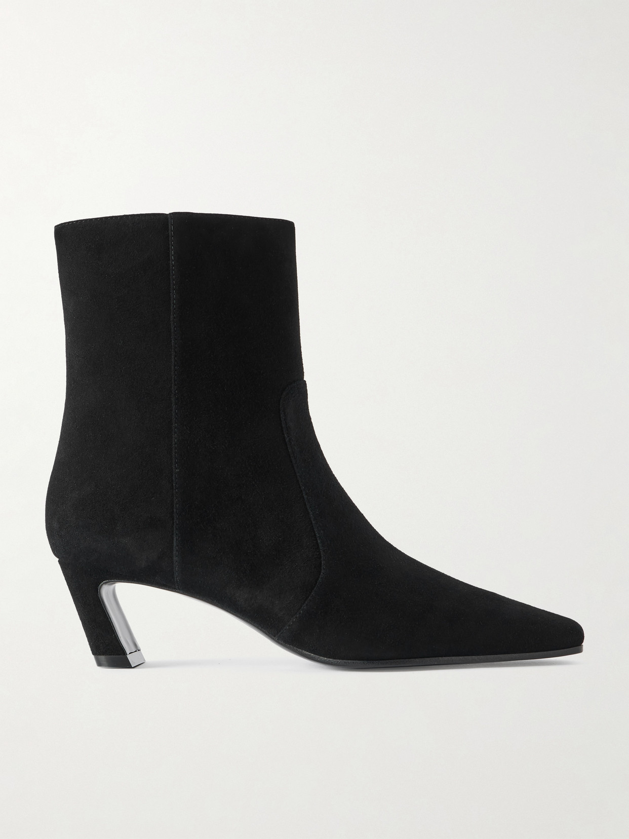 Stuart Weitzman Pointed Toe Ankle Boots With Mid-height Heel In Black