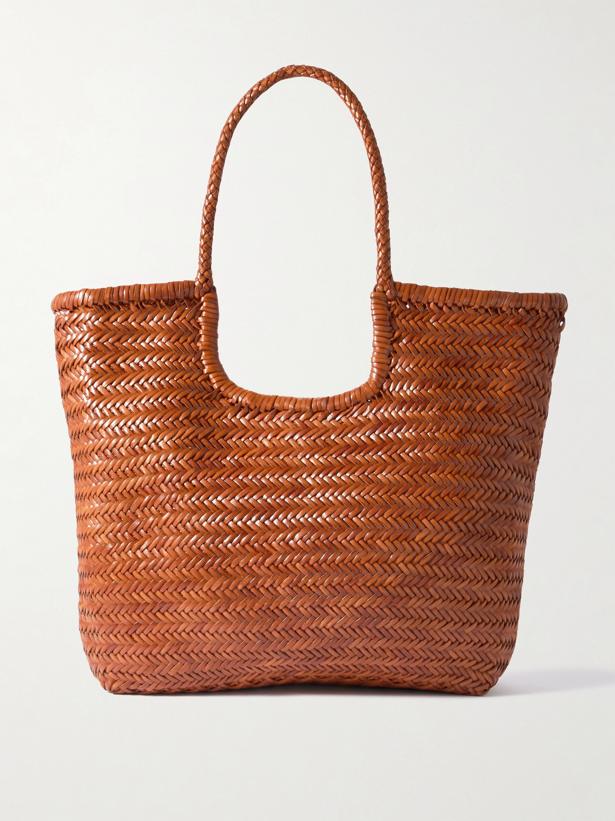 Dragon Diffusion Ns Diagonal Triple Jump Woven Leather Tote In Brown