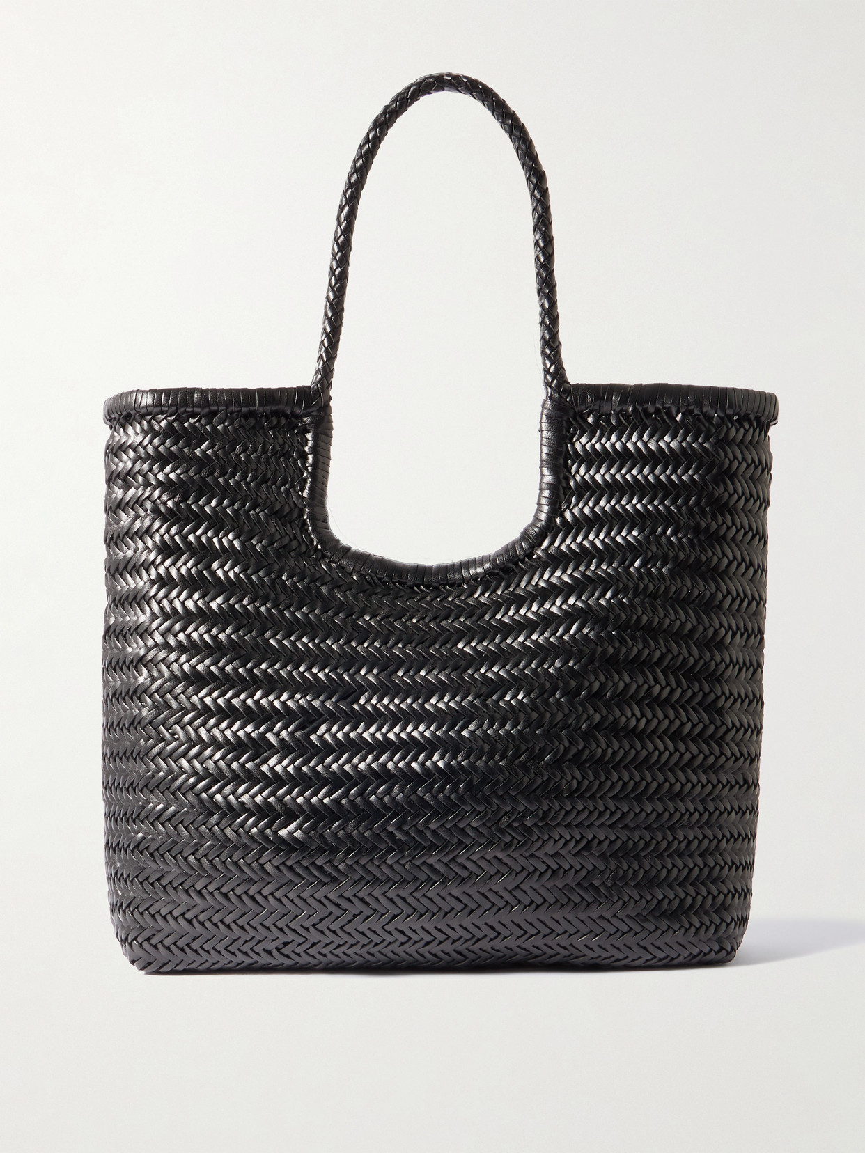 Dragon Diffusion Ns Diagonal Triple Jump Woven Leather Tote In Black