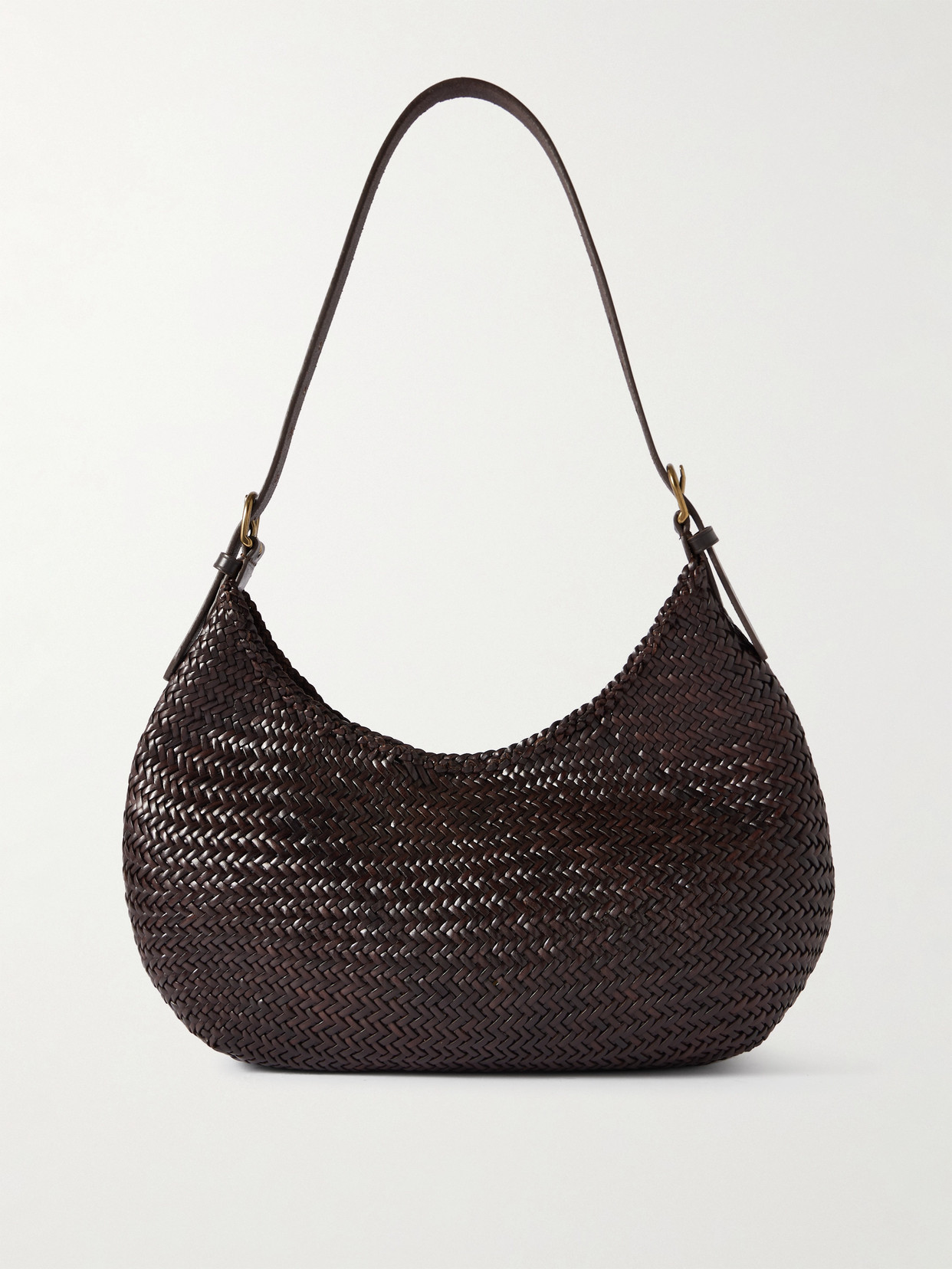 Dragon Diffusion Luna Mezza Woven Leather Shoulder Bag In Brown
