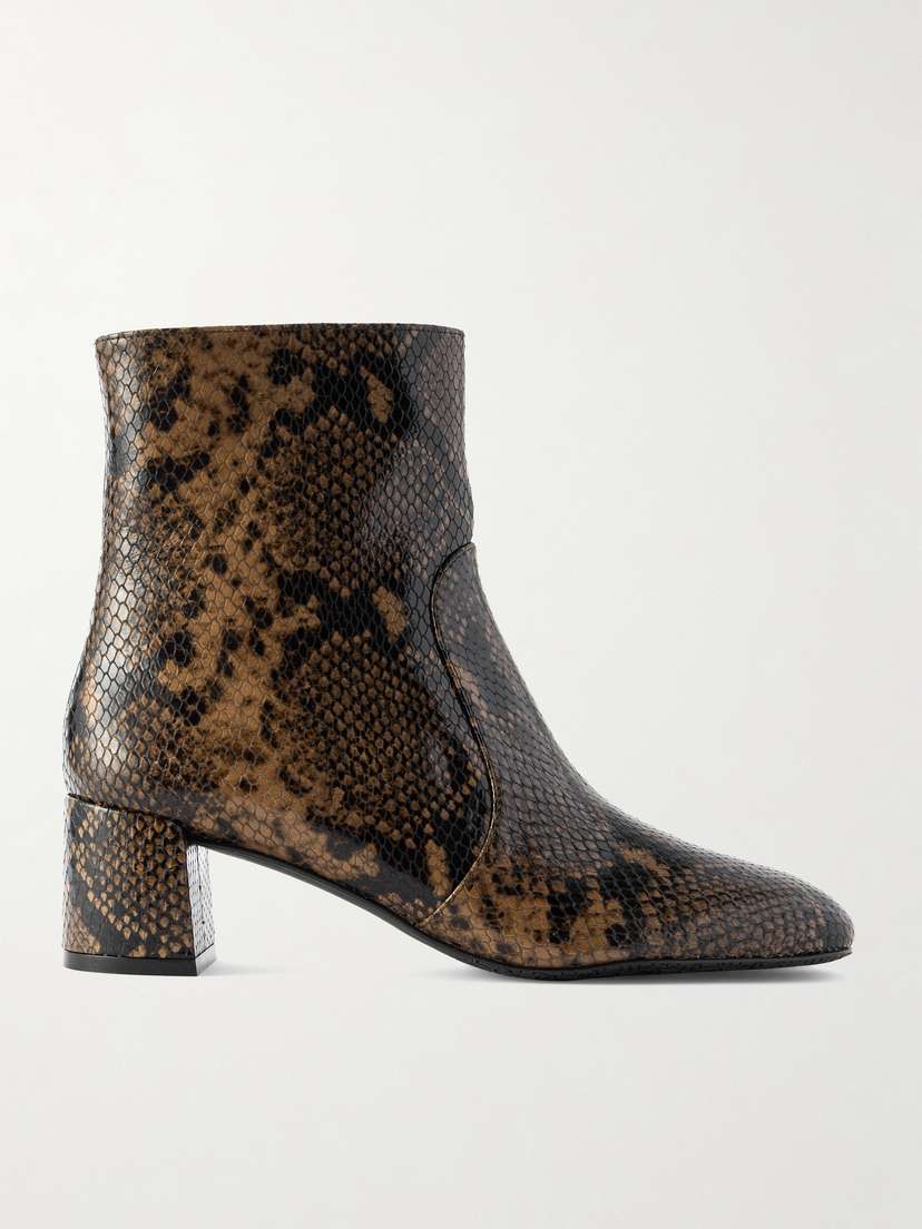Stuart Weitzman Maeve Snake-effect Leather Ankle Boots