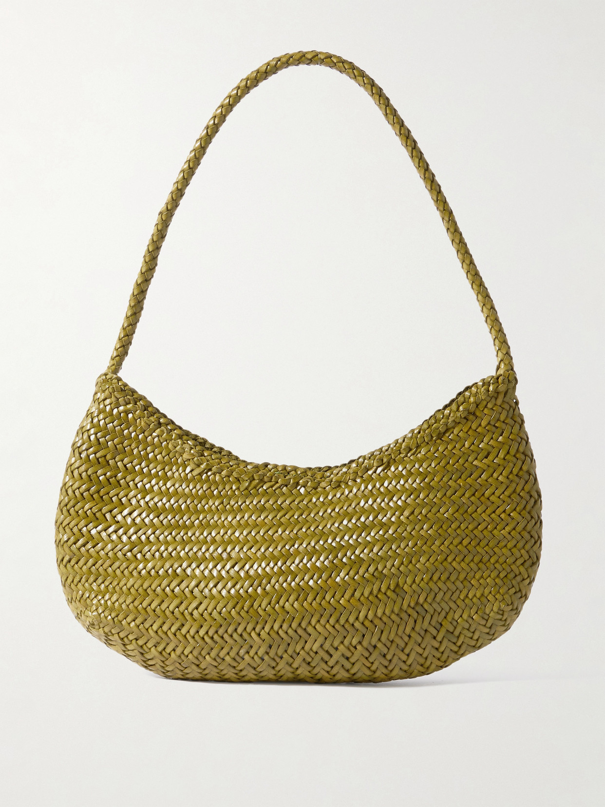 Dragon Diffusion Nova Luna Woven Leather Shoulder Bag In Green