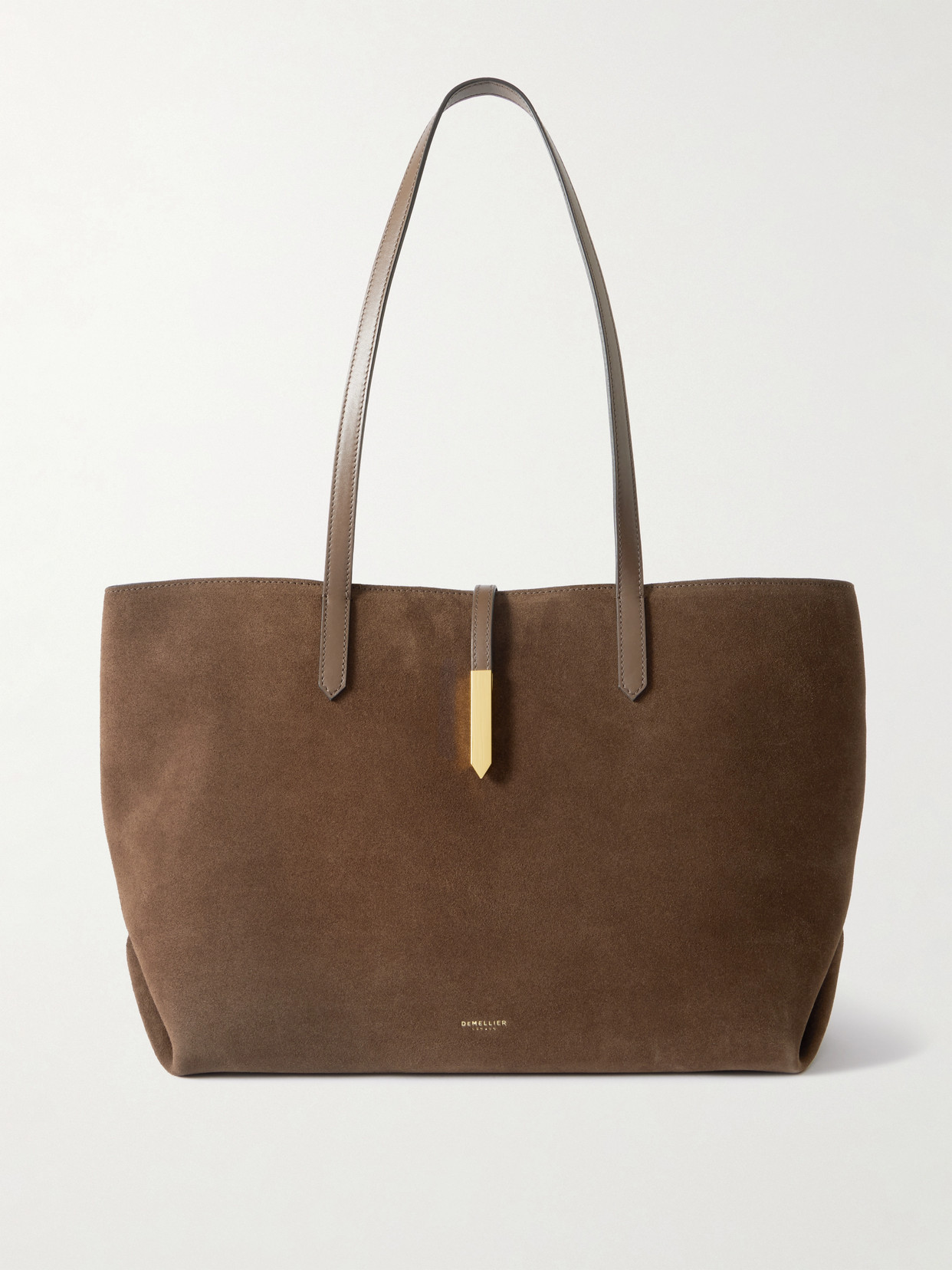 Demellier Tokyo Leather-trimmed Suede Tote In Brown